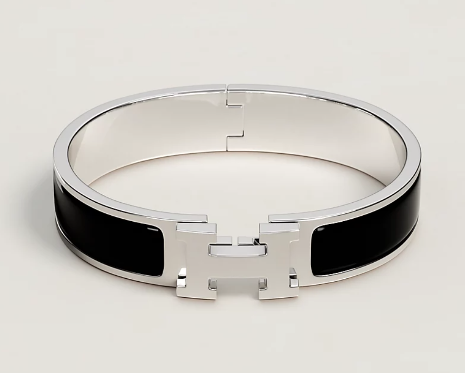 Hermès Clic H Bracelet in Noir/Silver