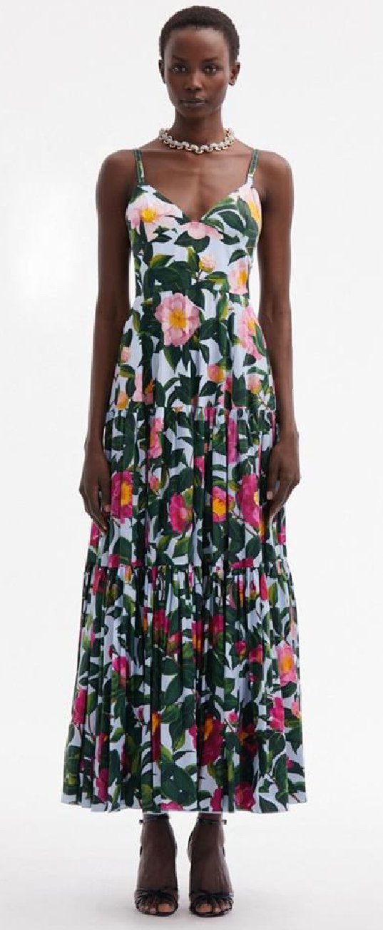 andres otalora joya colonial tiered cotton poplin maxi dress Andres Otalora Joya Colonial Tiered Cotton Poplin Maxi Dress - Blue