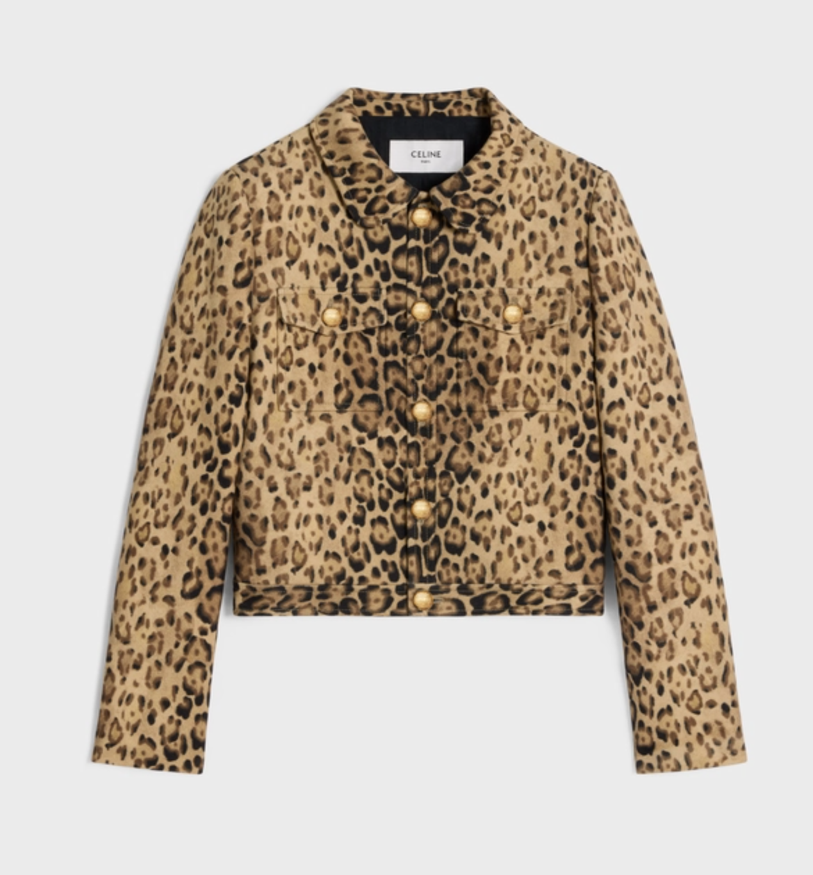 Celine Trucker Jacket in Double Wool Leopard