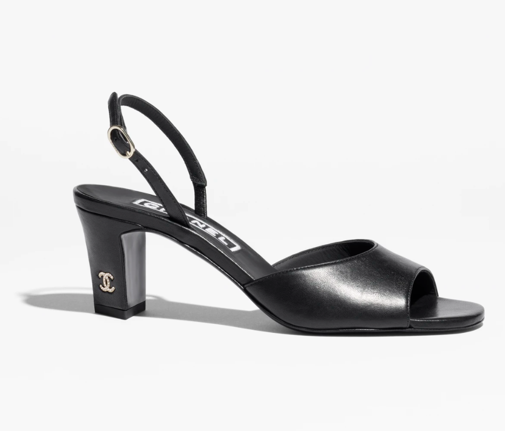Chanel Slingback Sandals in Black Lambskin