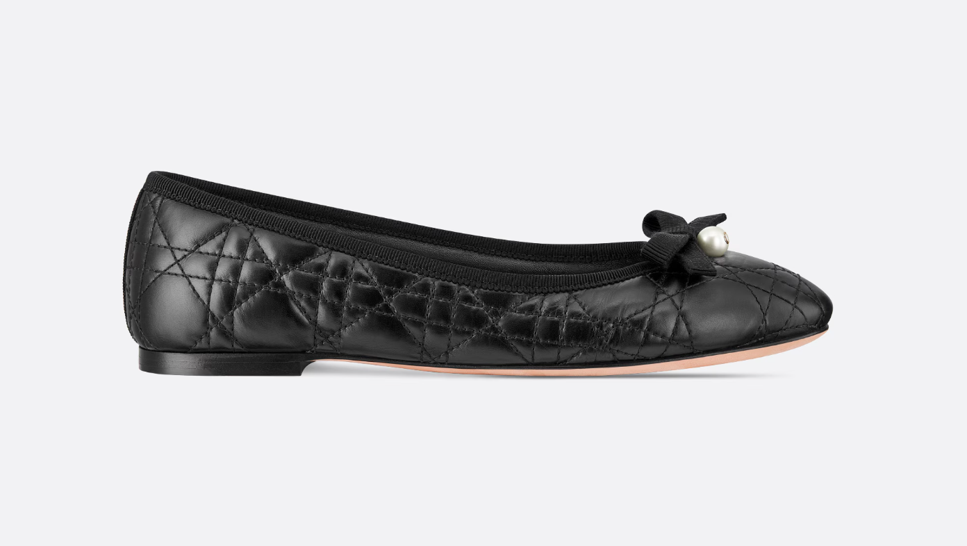 Christian Dior Dior Ballet Flats in Black Quilted Cannage Calfskin