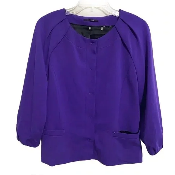 Elie Tahari Collarless Evening Jacket in Purple