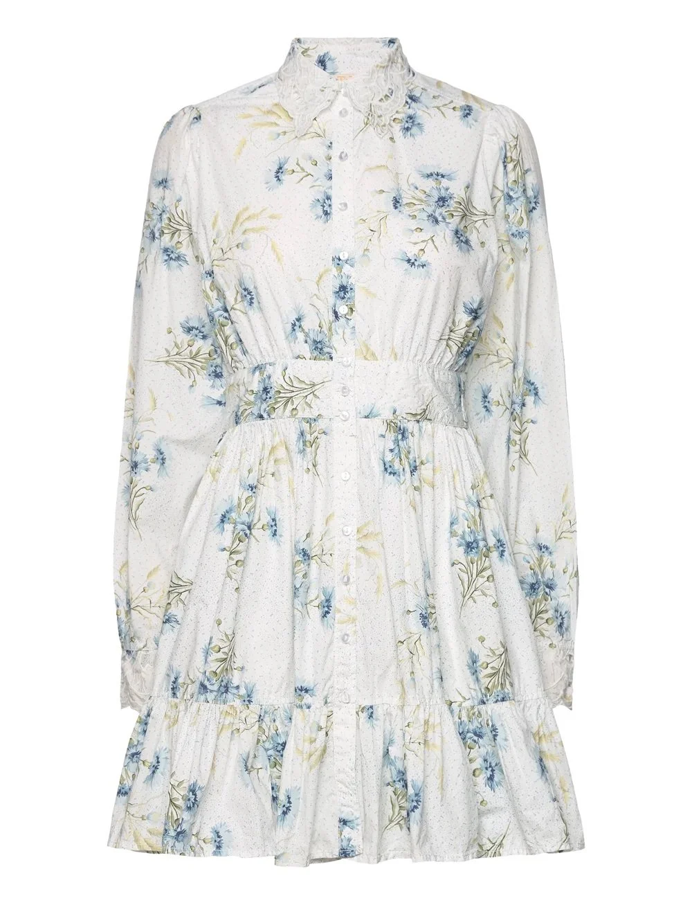 ByTiMo Poplin Button Down Mini Dress in Blue Field