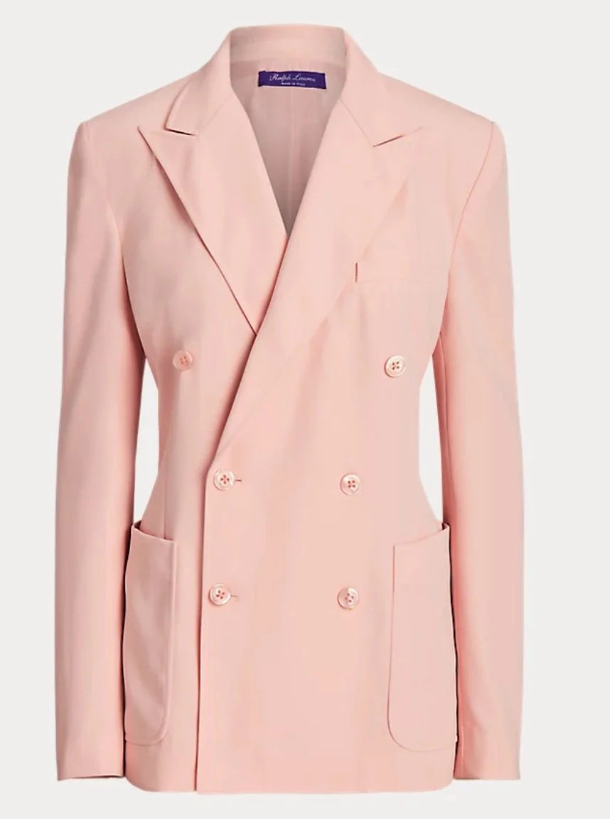 Ralph Lauren Collection Kayleen Wool Trench Blazer in Blush