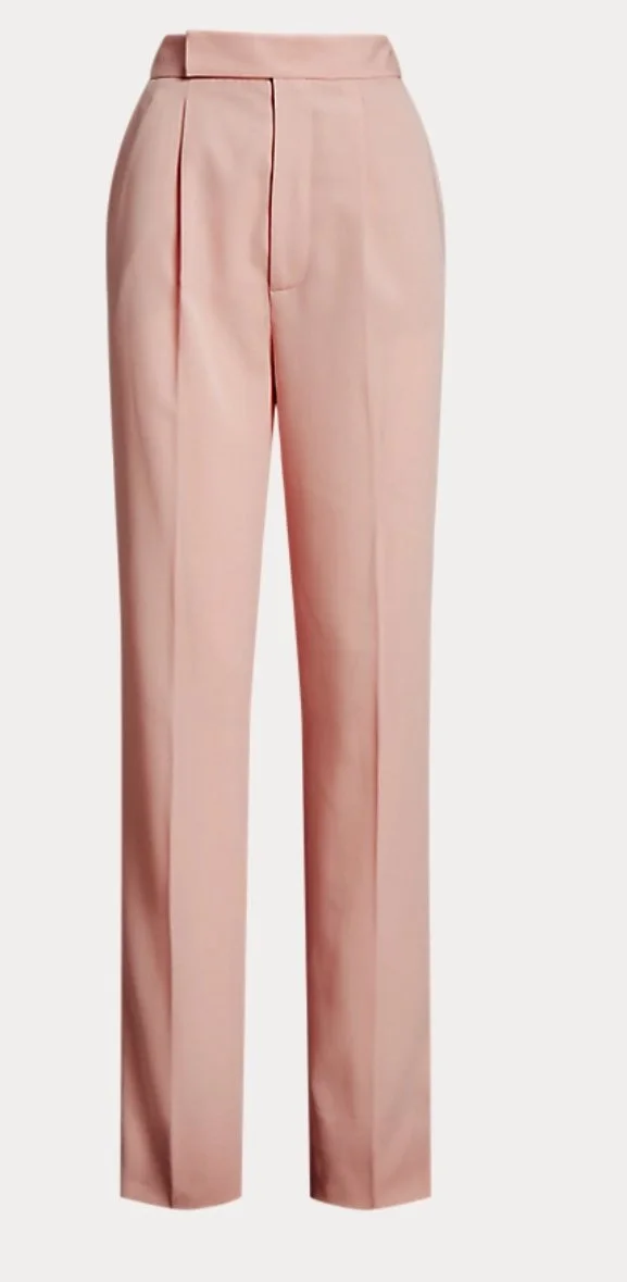 Ralph Lauren Collection Evanne Wool Trench Trousers in Blush