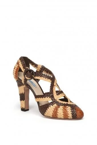 Prada Woven Block Heel Pumps