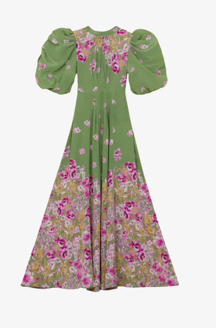 ByTiMo Crepe Tieback Maxi Dress in Green Field