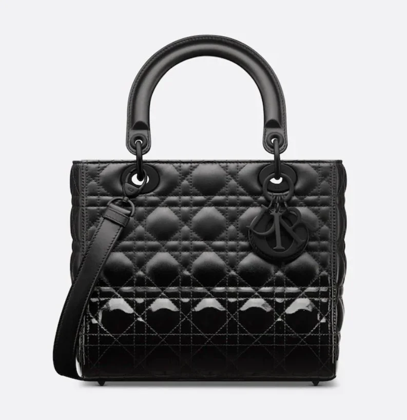 Christian Dior Lady Dior Medium Bag in Black Patent-to-Matte