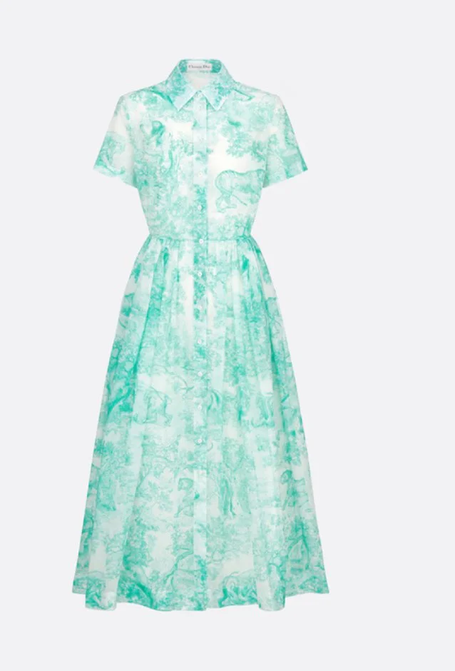 Christian Dior Dioriviera Mid-Length Shirt Dress in White and Aquamarina
