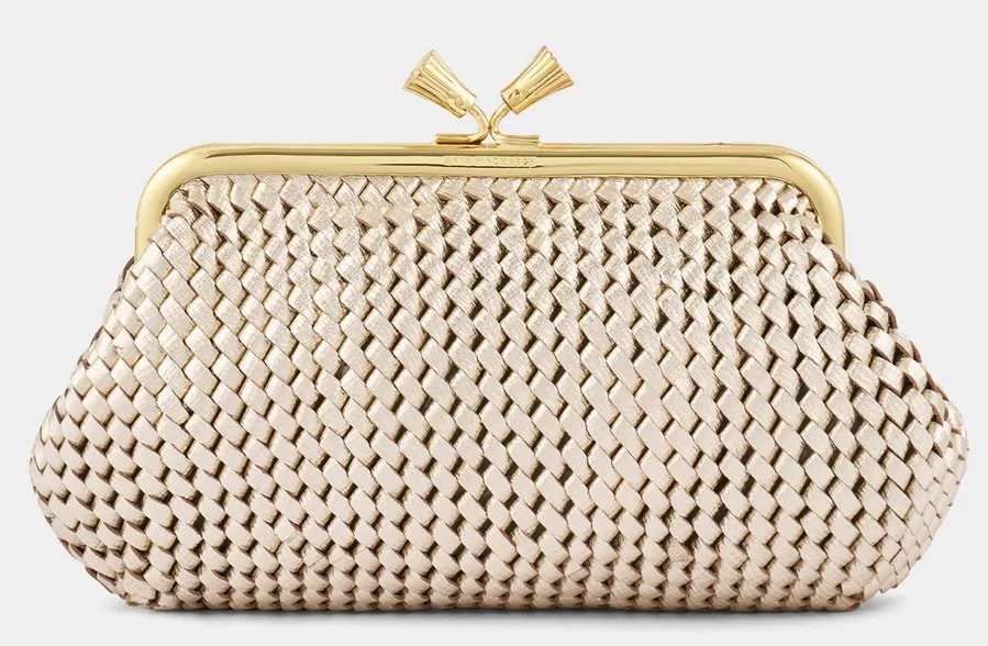 Anya Hindmarch Maud Clutch in Gold Plaited Tassel