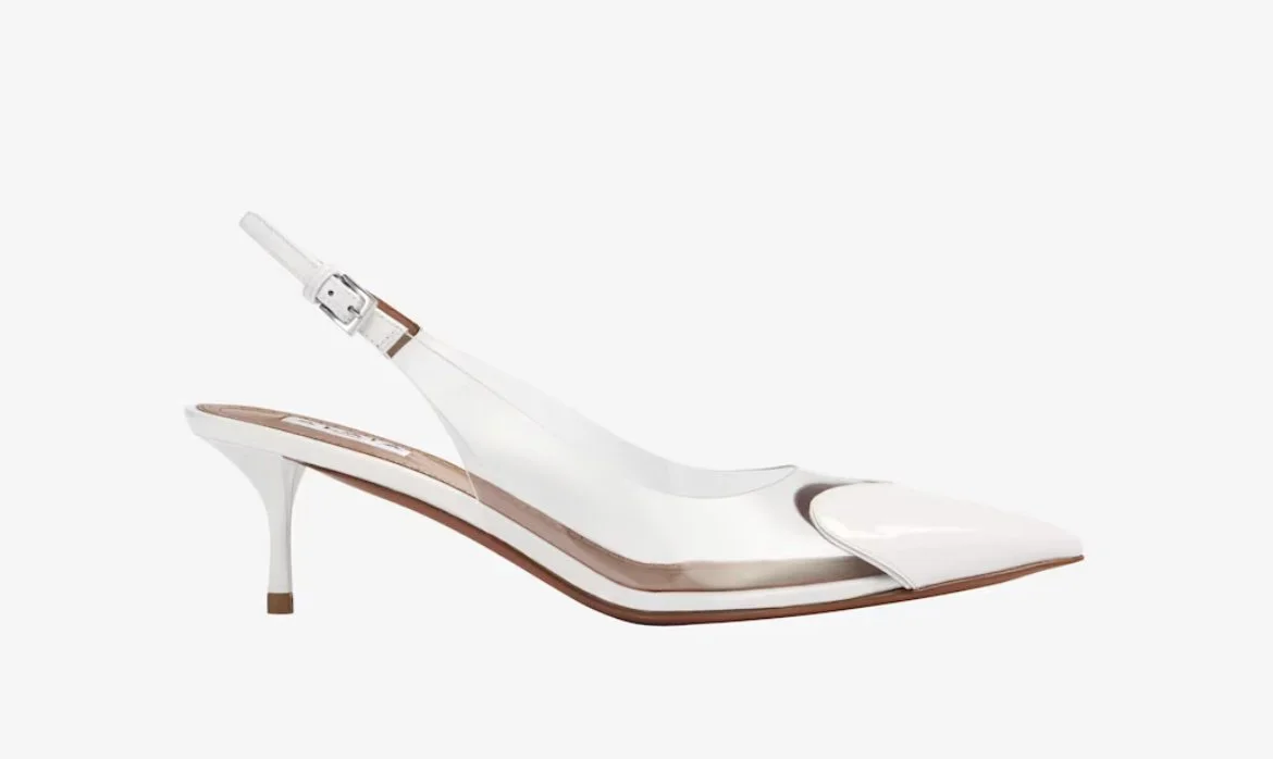 Alaïa Le Coeur Slingback Pumps in White Patent Lambskin