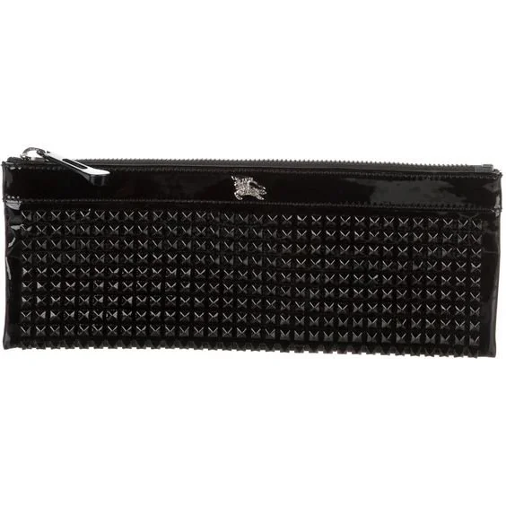 Burberry Studded Clutch in Black Patent