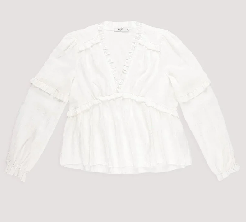 NA-KD Structured LS Frill Blouse 