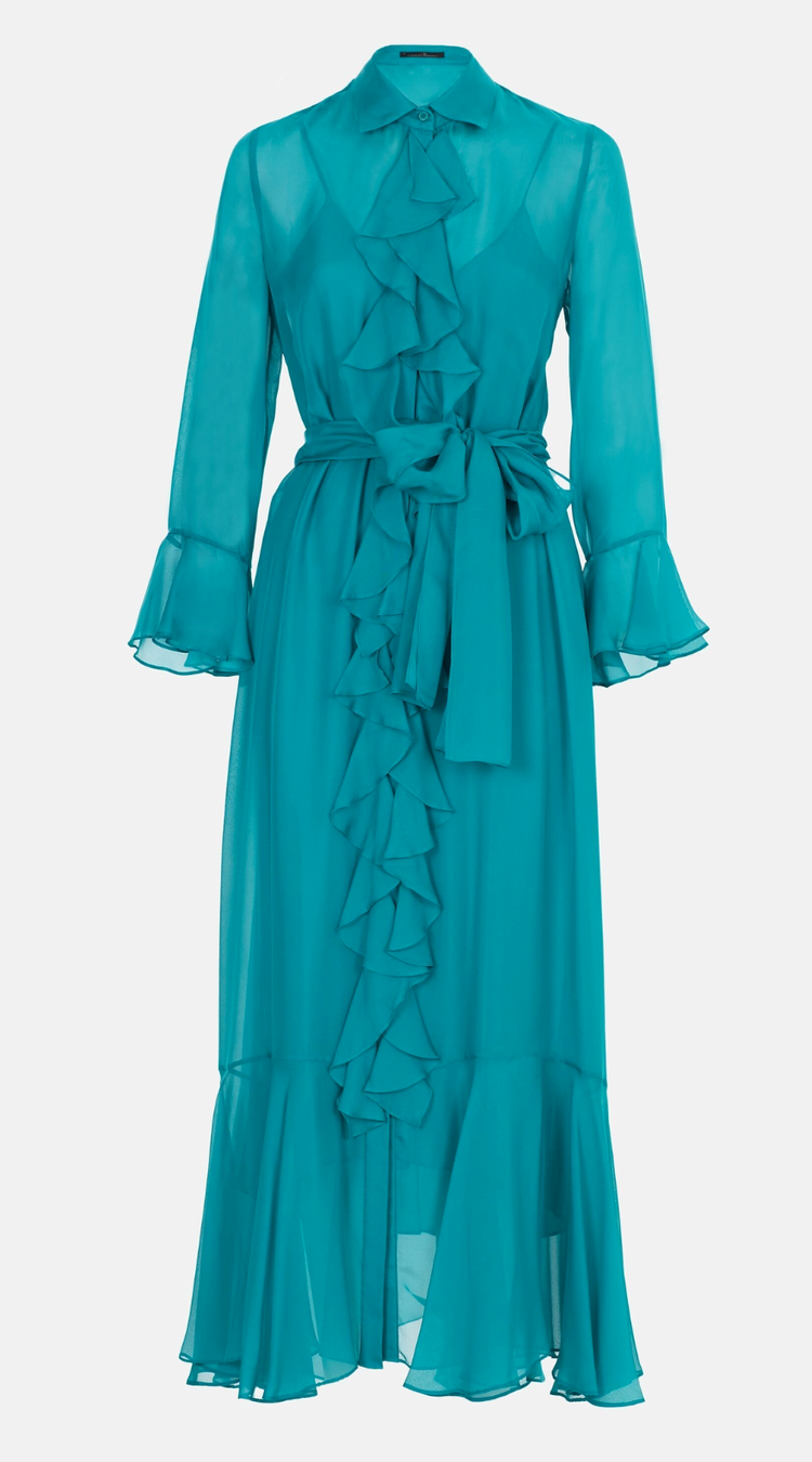 Carolina Herrera Ruffled Sleeves Midi Shirt Dress in Green  UFO No More