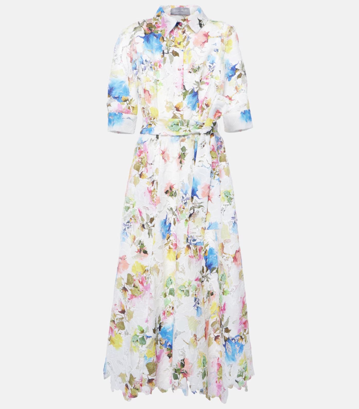 Monique Lhuillier Printed Lace Shirt Dress