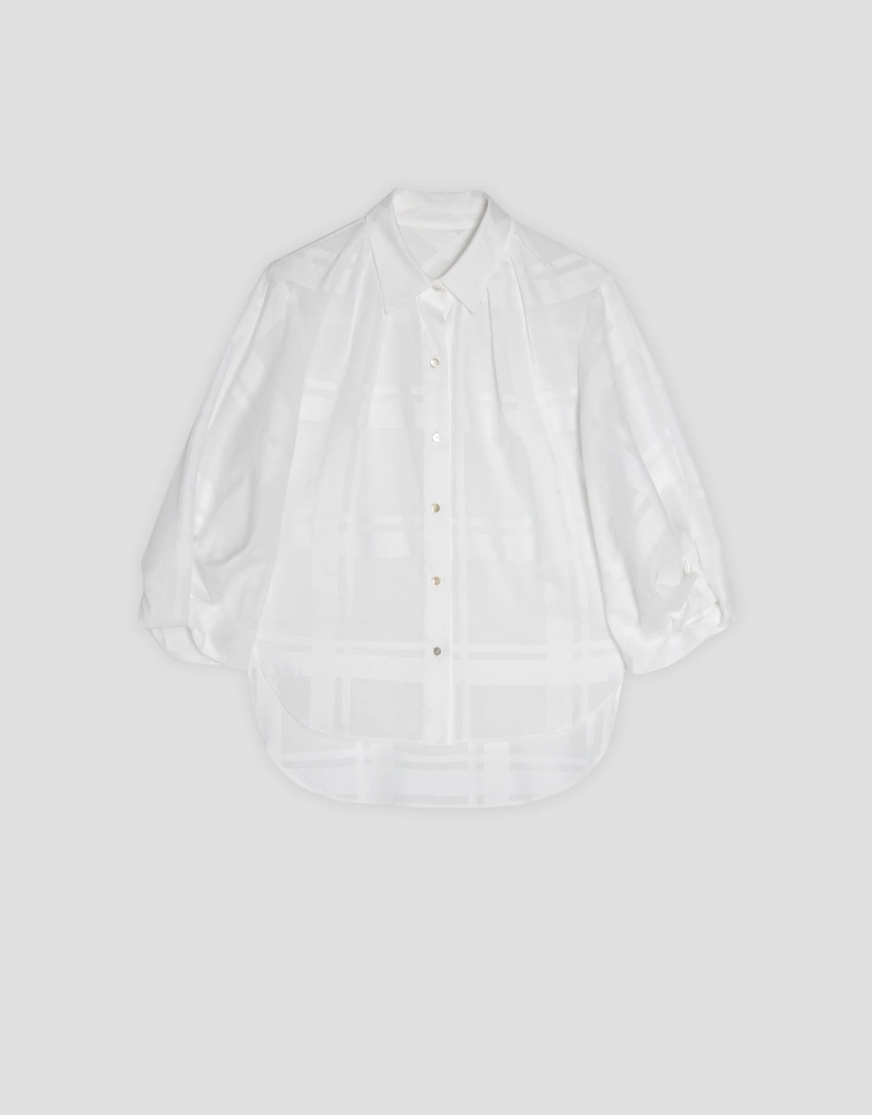Roberto Verino Cotton Voile Check Blouse in White