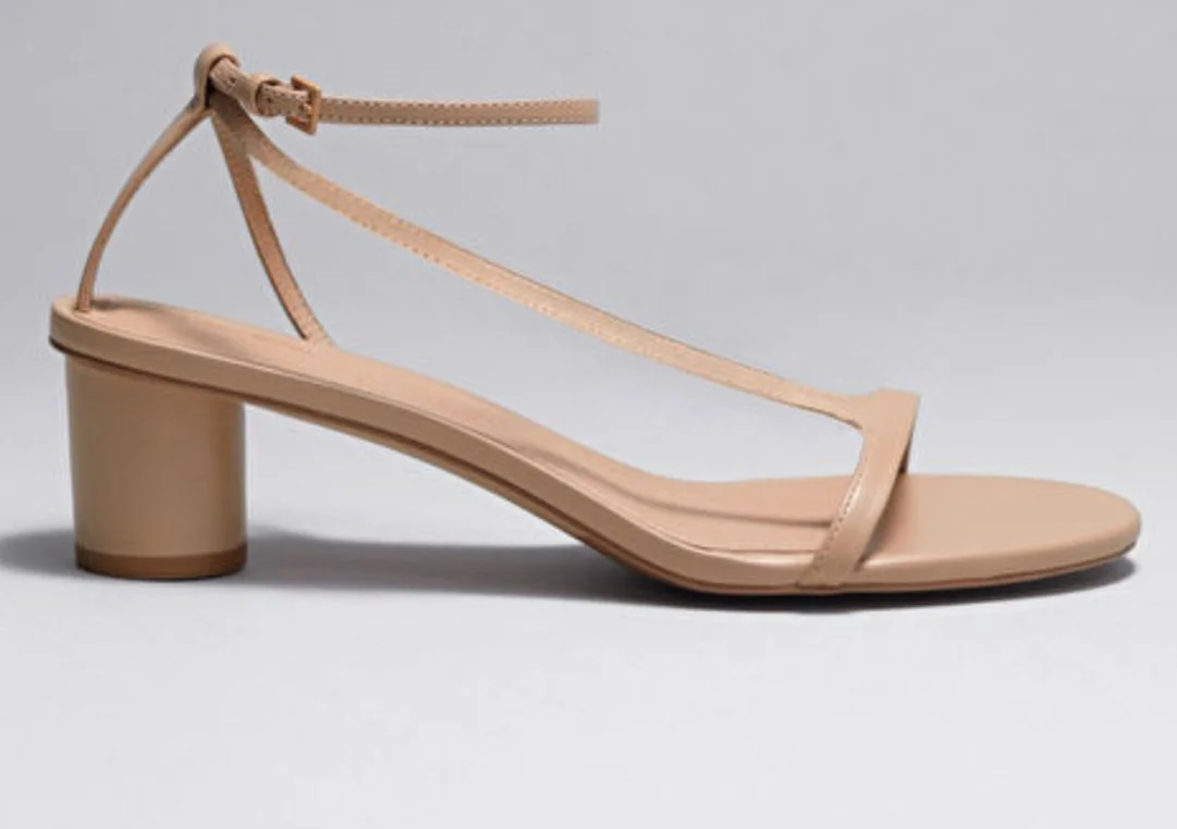 &amp; Other Stories Heeled Leather Sandals in Ecru