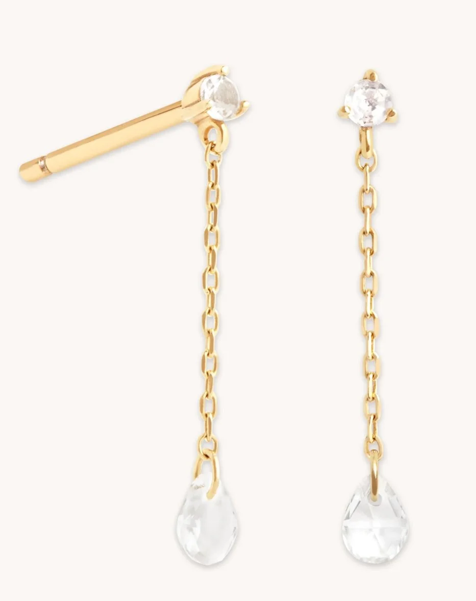 Astrid & Miyu Topaz Chain Stud Earrings