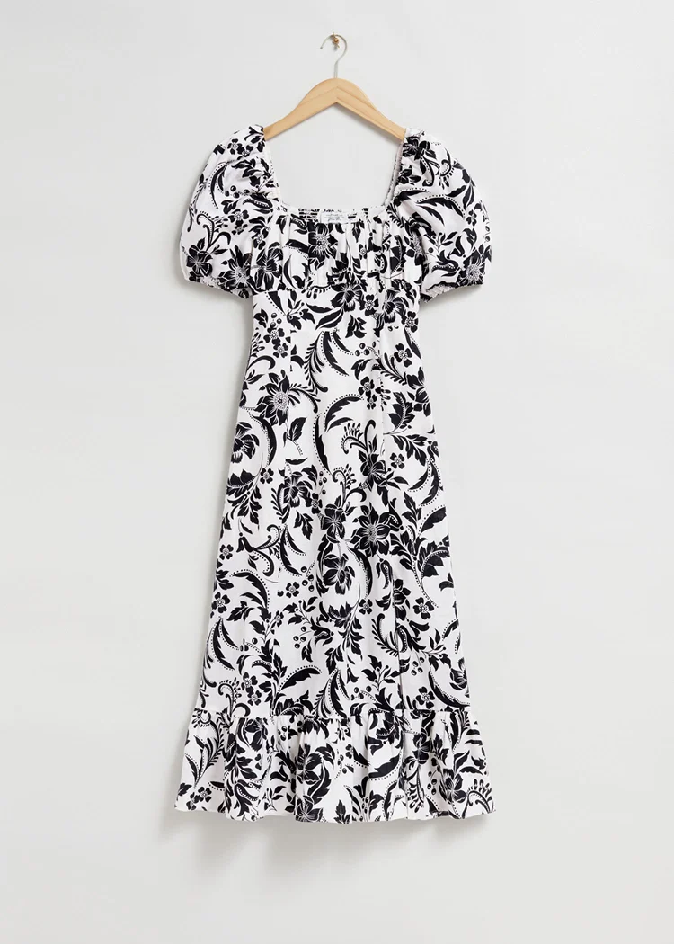 & Other Stories Crepe Puff Sleeve Midi Dress in Metallic  UFO No More
