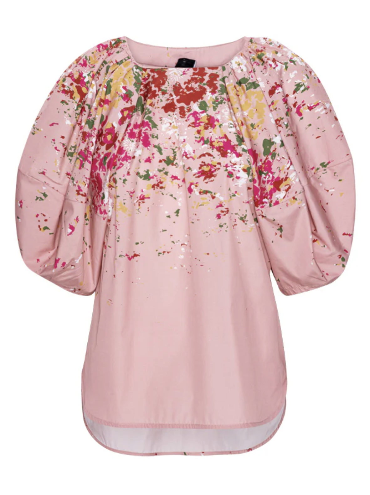KaWaKey Distressed Floral Puff Sleeve Blouse