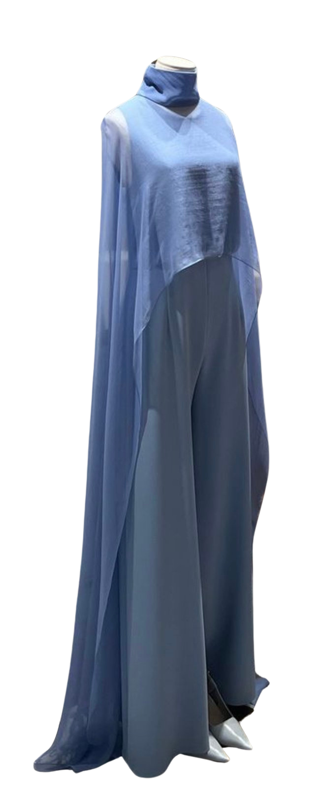 Natan Couture Cape Jumpsuit in White