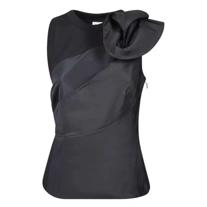 Alexander McQueen Orchid Ruffle-Trim Cotton Top