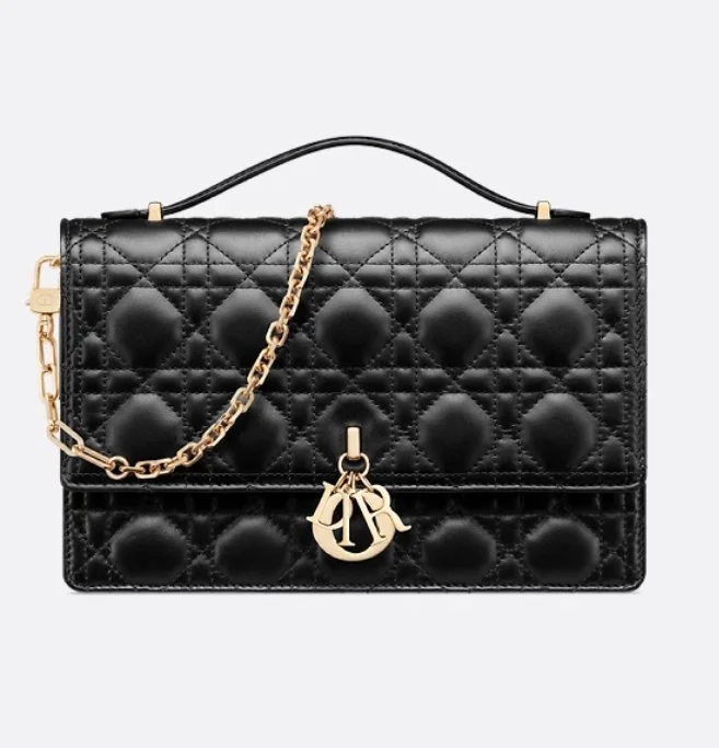 Christian Dior My Dior Top Handle Bag in Black Cannage Lambskin