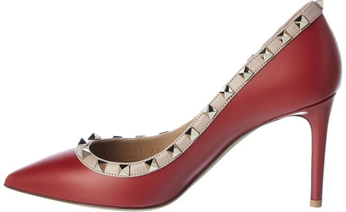 Valentino Rockstud 85 Pumps in Red Leather