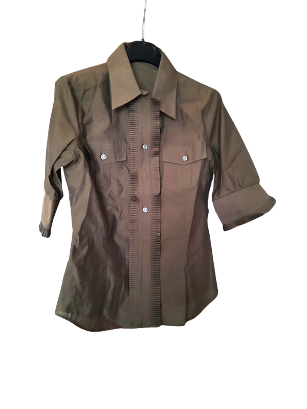 Alberto Biani Pleated Button Down Blouse