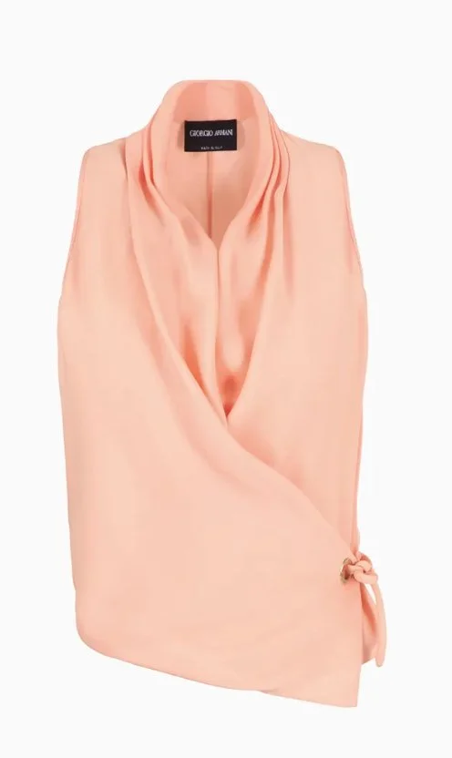 Giorgio Armani ASV Organic Silk Cross-Over Top in Pink