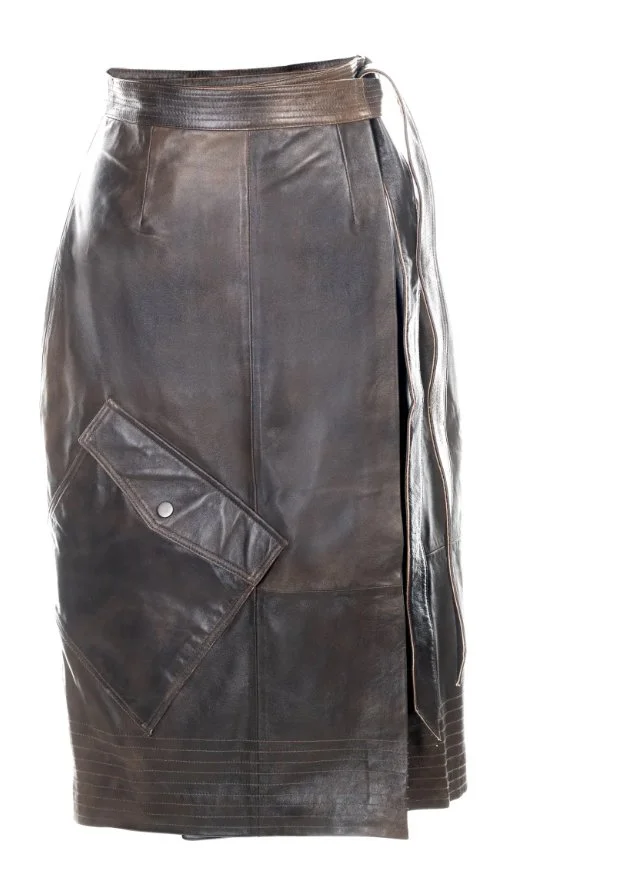 HÉST Gabby Leather Wrap Skirt in Black