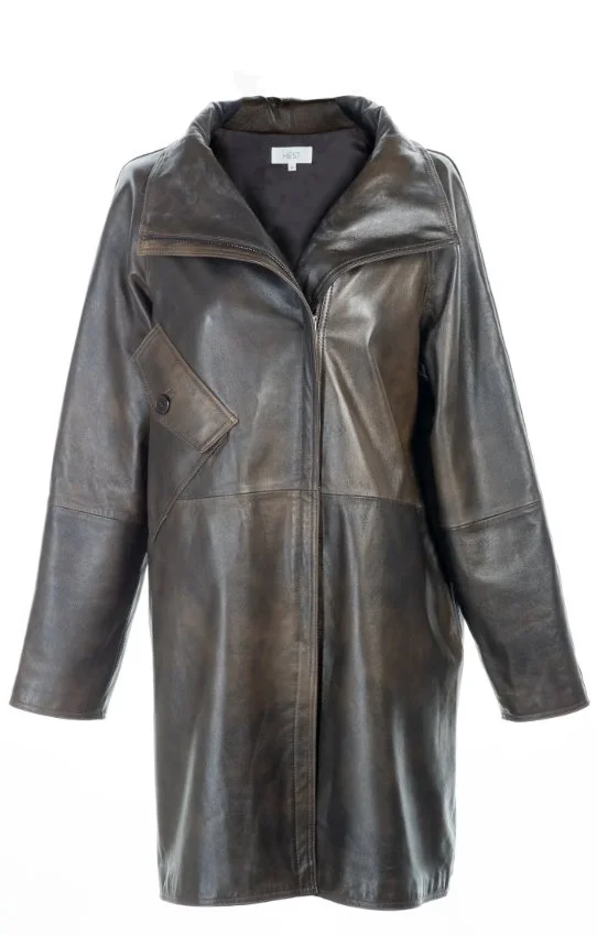 HÉST Gabby Leather Coat in Blue