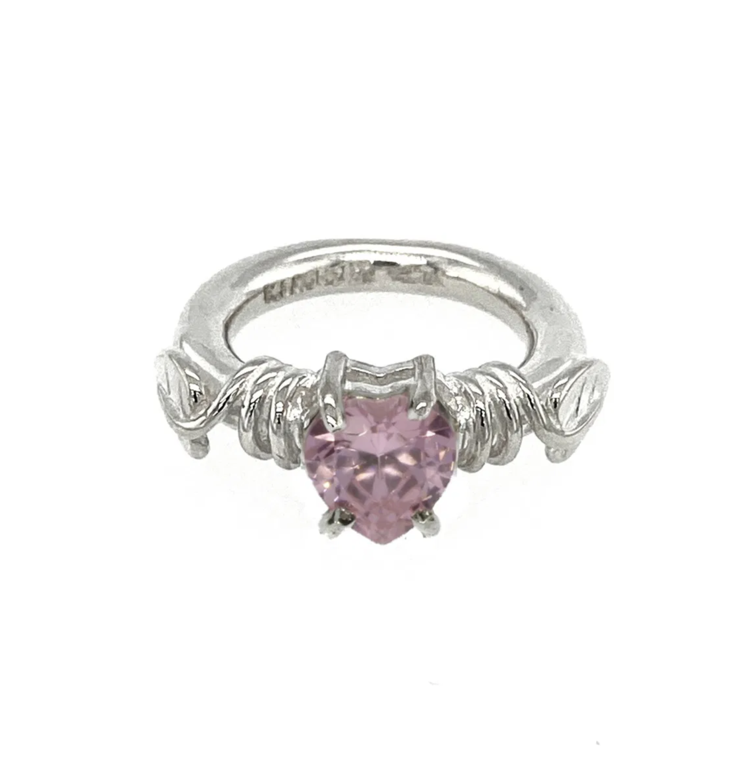 Rikke Harsheim Leaf Ring with Light Pink Zirconia
