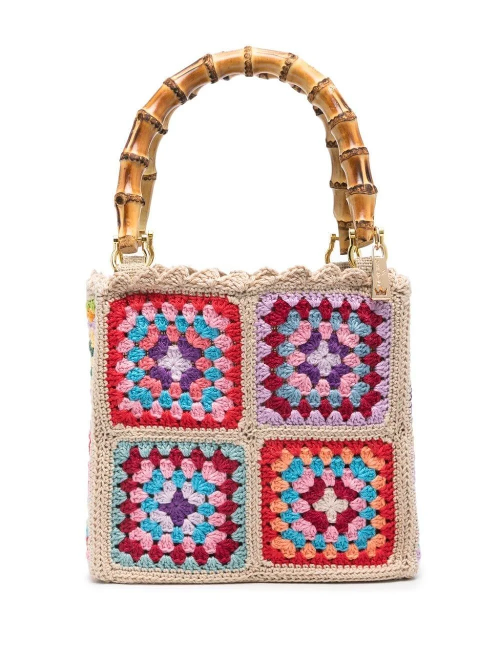 ハンドバッグ La Milanesa CAS Handbags camille small tote bag in straw LaMilanesa Camille Small Tote Bag In Straw With Flowers