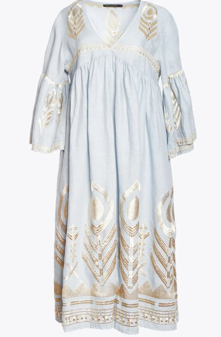 Greek Archaic Kori Elara Midi Dress in Sky Blue