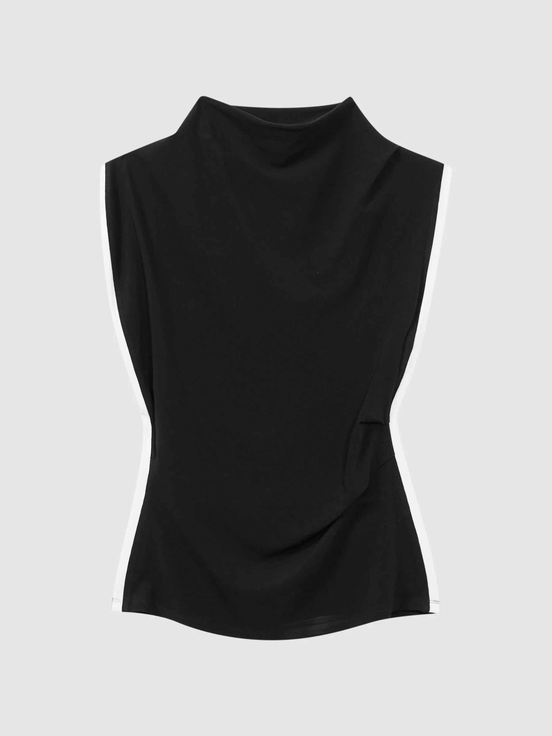 Reiss Eva Asymmetric Contrast-Trim Top in Black/Ivory