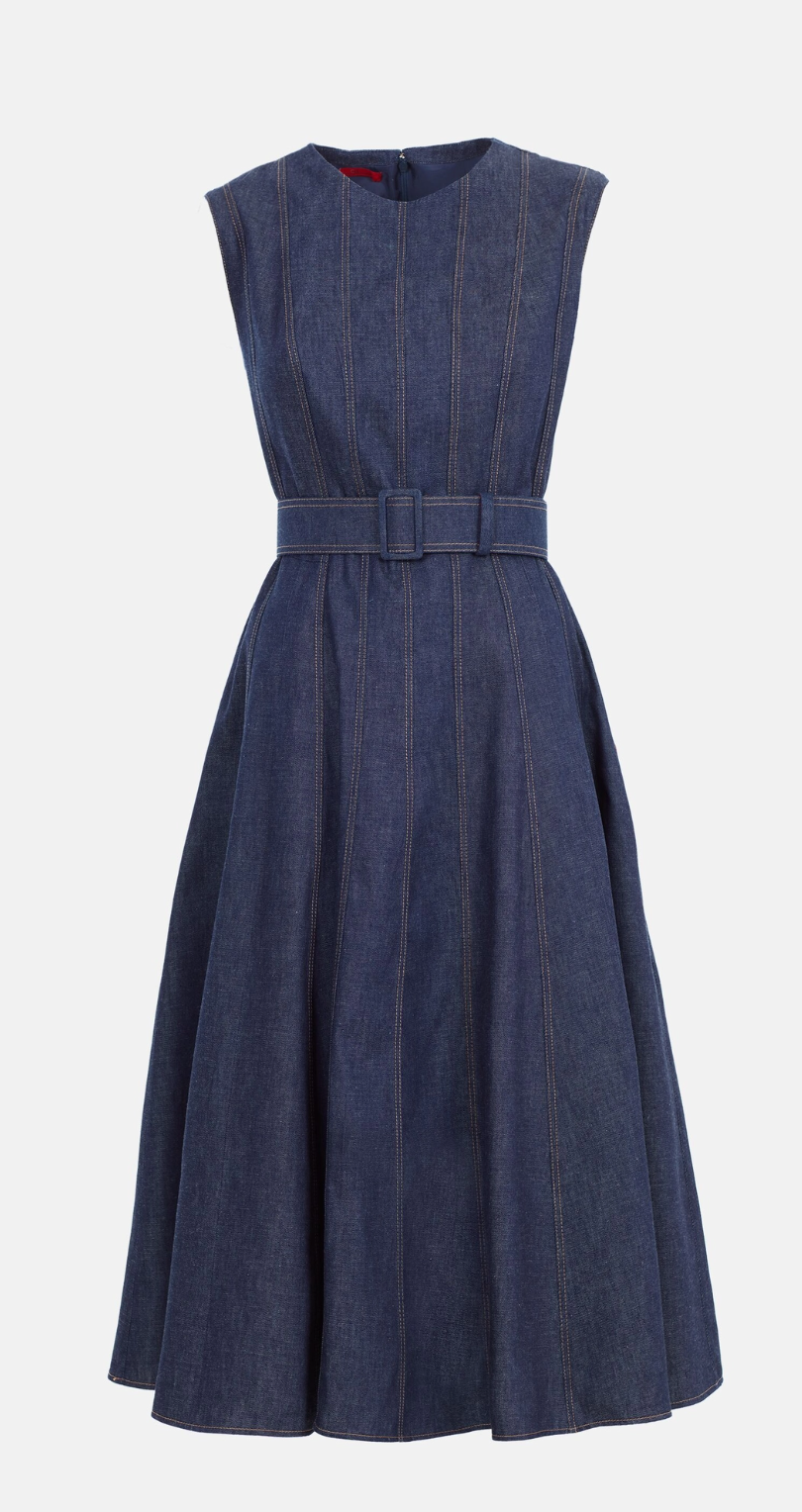 Carolina Herrera Seam and Belt Detailed Denim Dress — UFO No More