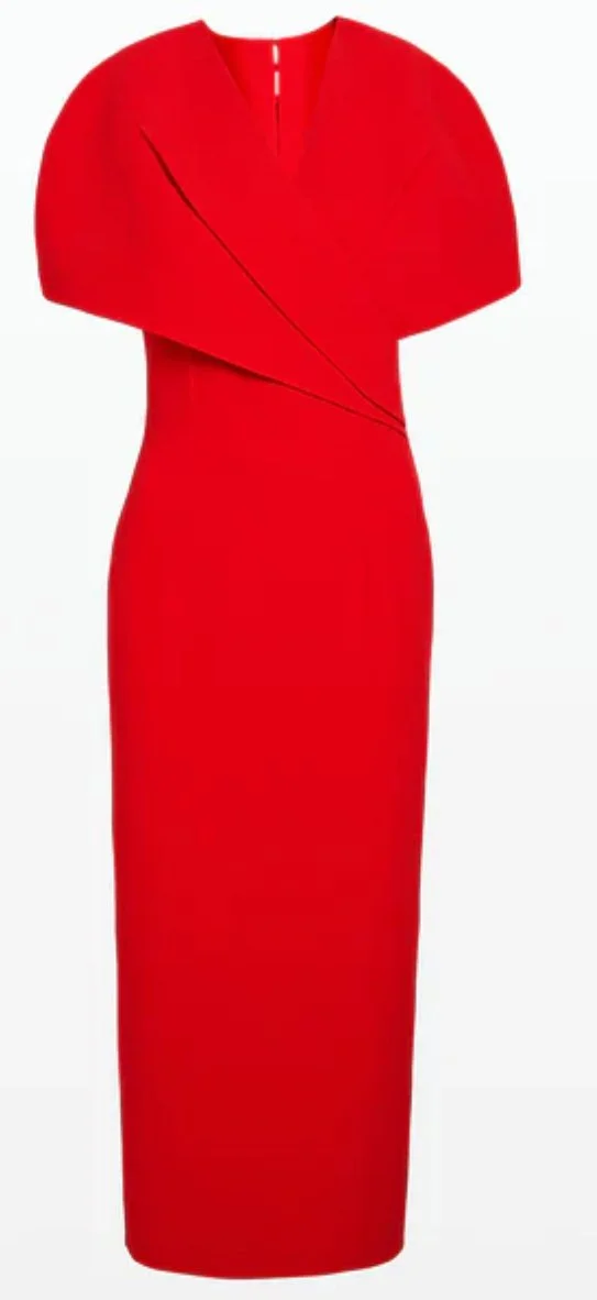 Safiyaa Flora Midi Dress in Cherry Red