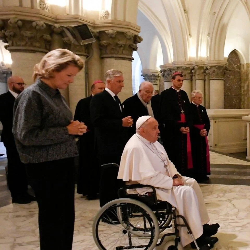 King Philippe and Queen Mathilde join Pope Francis at Our Lady of Laeken Church