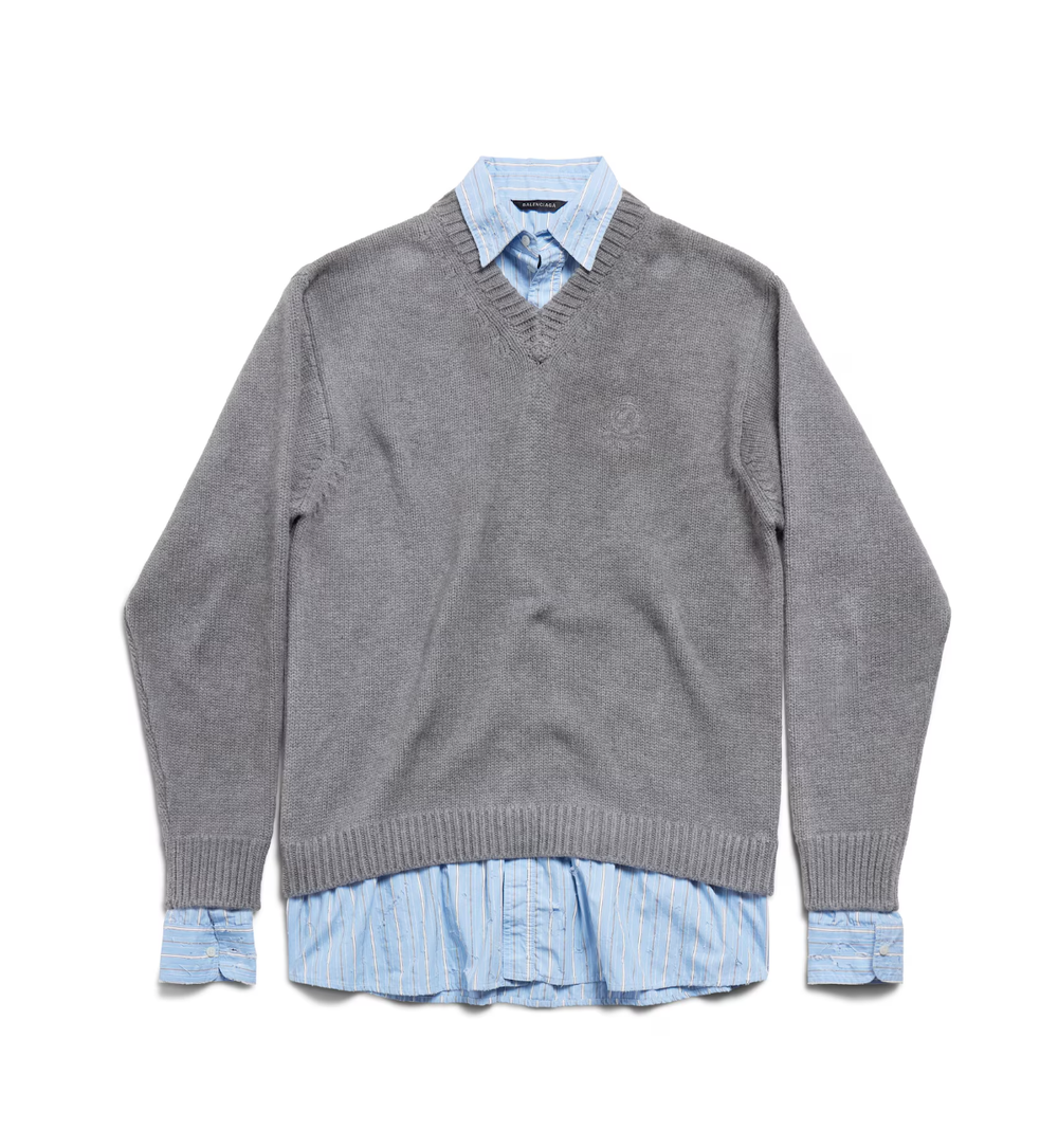 【送料&関税込】Balenciaga Layered Sweater Balenciaga Layered Shirt V-Neck Sweater — UFO No More