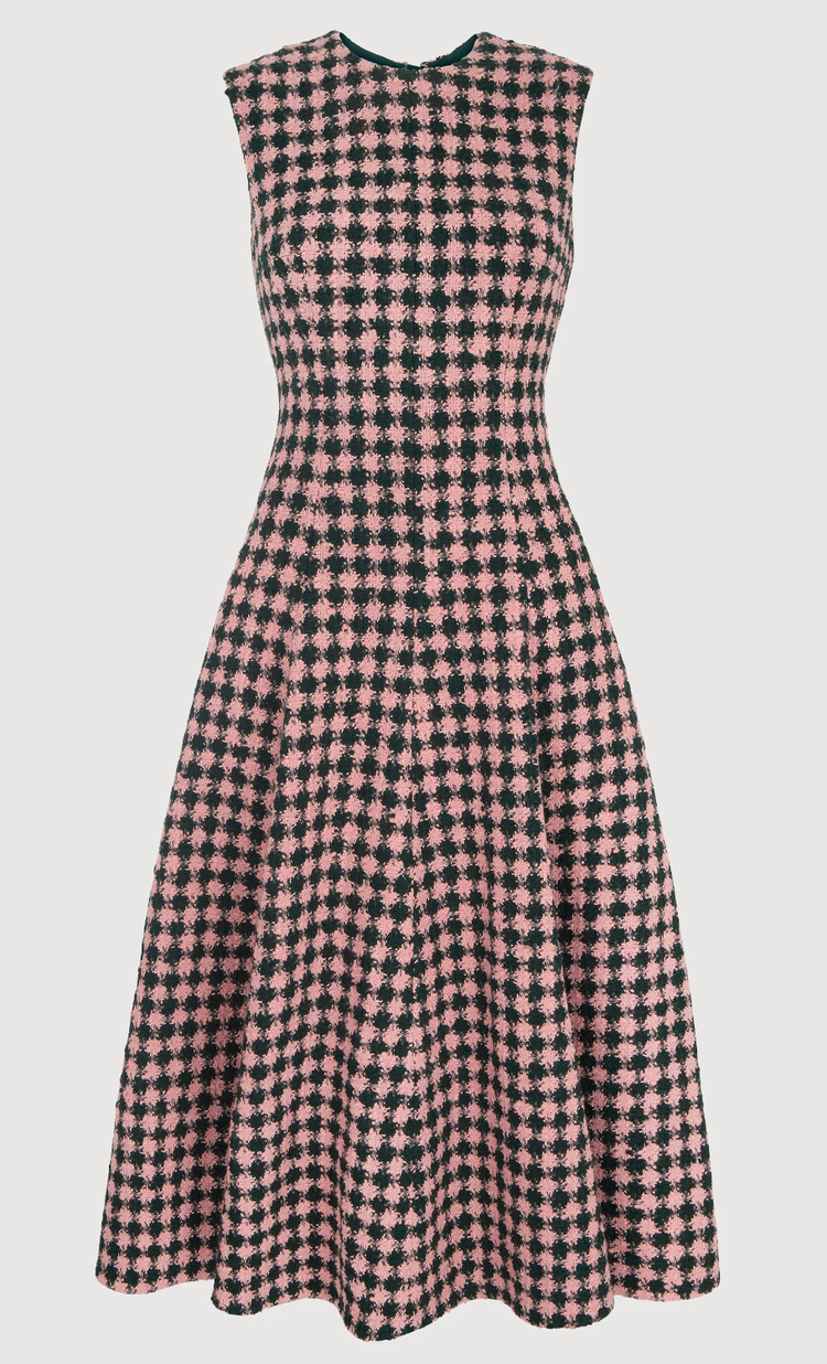 emilia wickstead pink gingham dress EMILIA WICKSTEAD Jenn strapless tiered seersucker midi dress