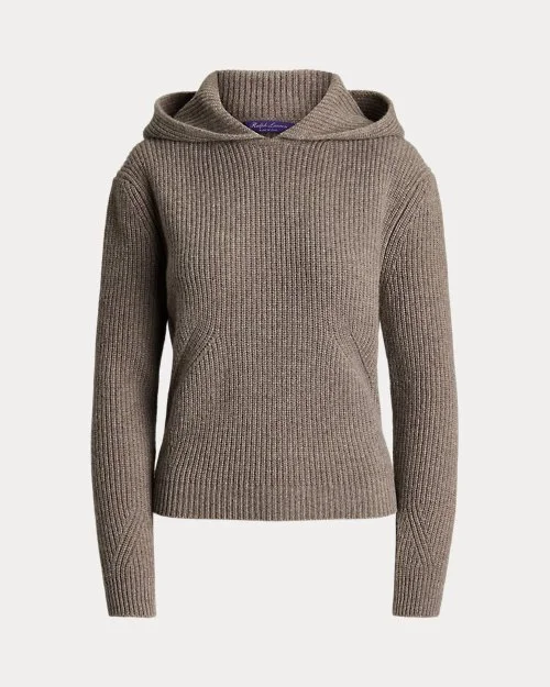 Ralph Lauren Rib-Knit Wool-Cashmere Sweater Hoodie