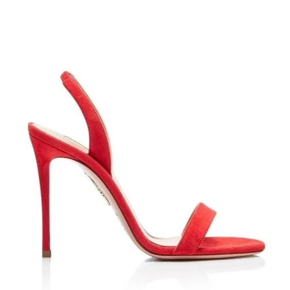 Aquazzura So Nude 105 Sandals in Red Suede