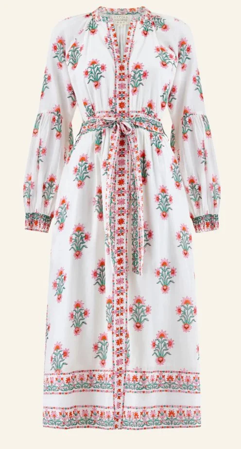 Aspiga Cara Block Print Dress in White/Pink