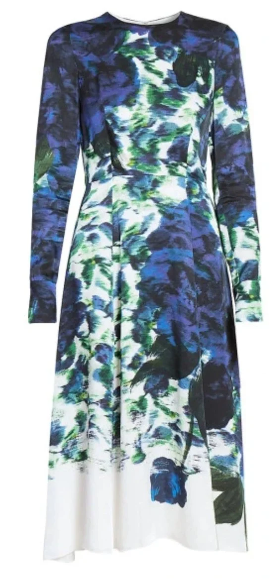 Erdem Floral Fitted Long-Sleeve Midi-Dress
