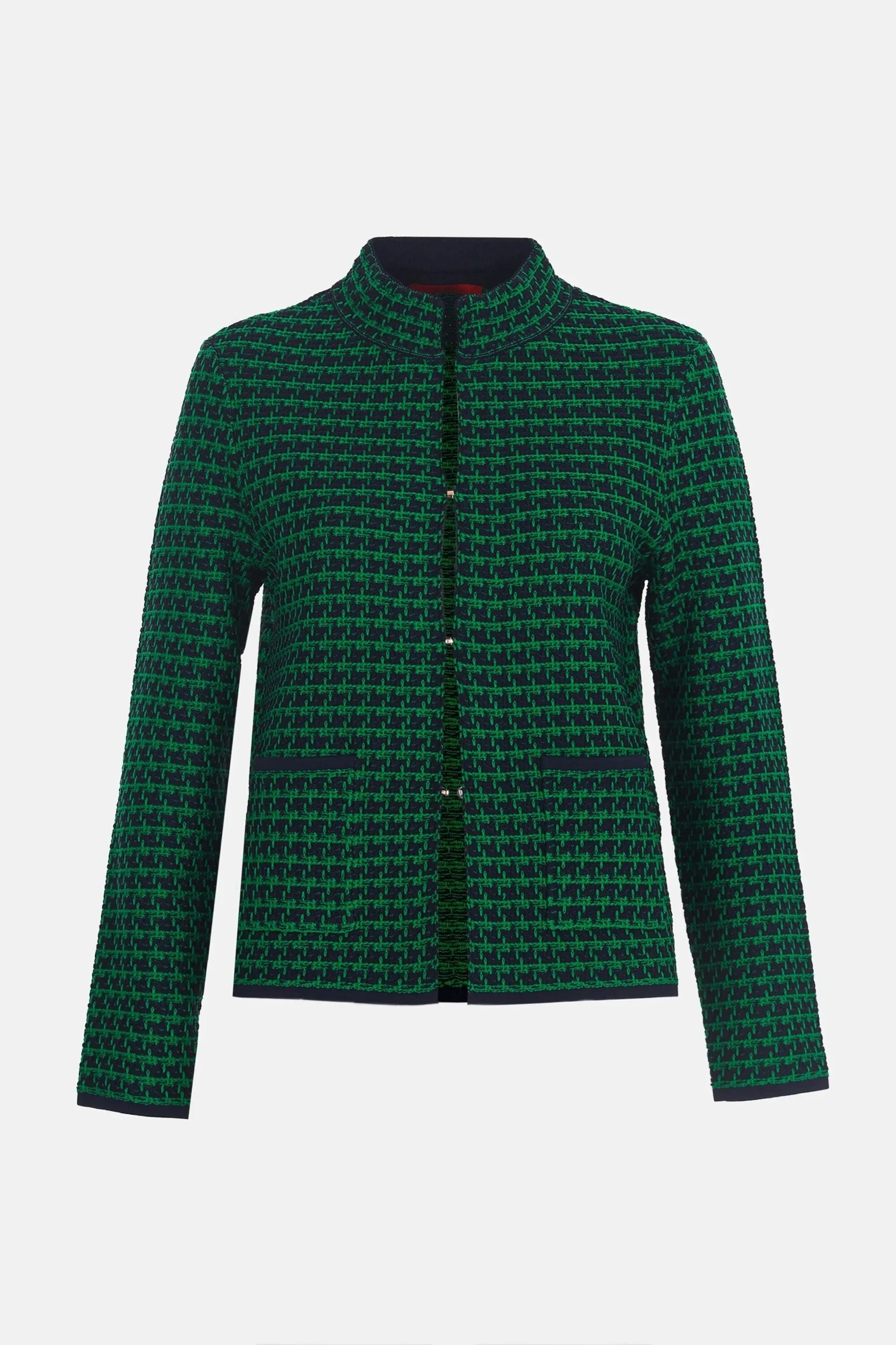 Carolina Herrera Straight Tweed Jacket in Green/Navy