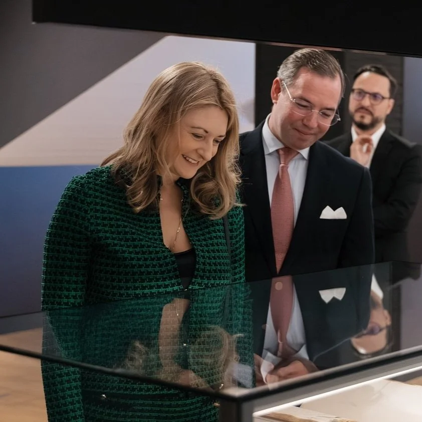 Hereditary Grand Duke Guillaume and Hereditary Grand Duchess Stéphanie visit "Ars Heraldica - Le monde des armoiries" exhibition
