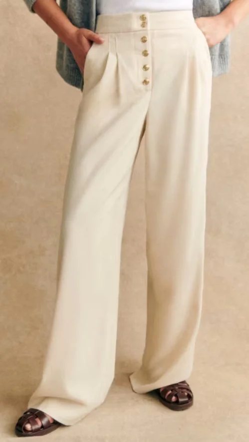 Sézane Cesar Trousers in Ecru
