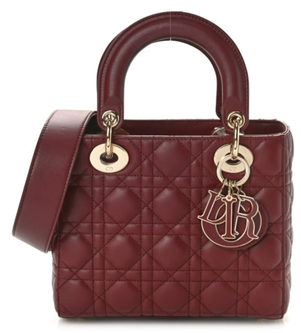Christian Dior Small Lady Dior Bag in Bordeaux