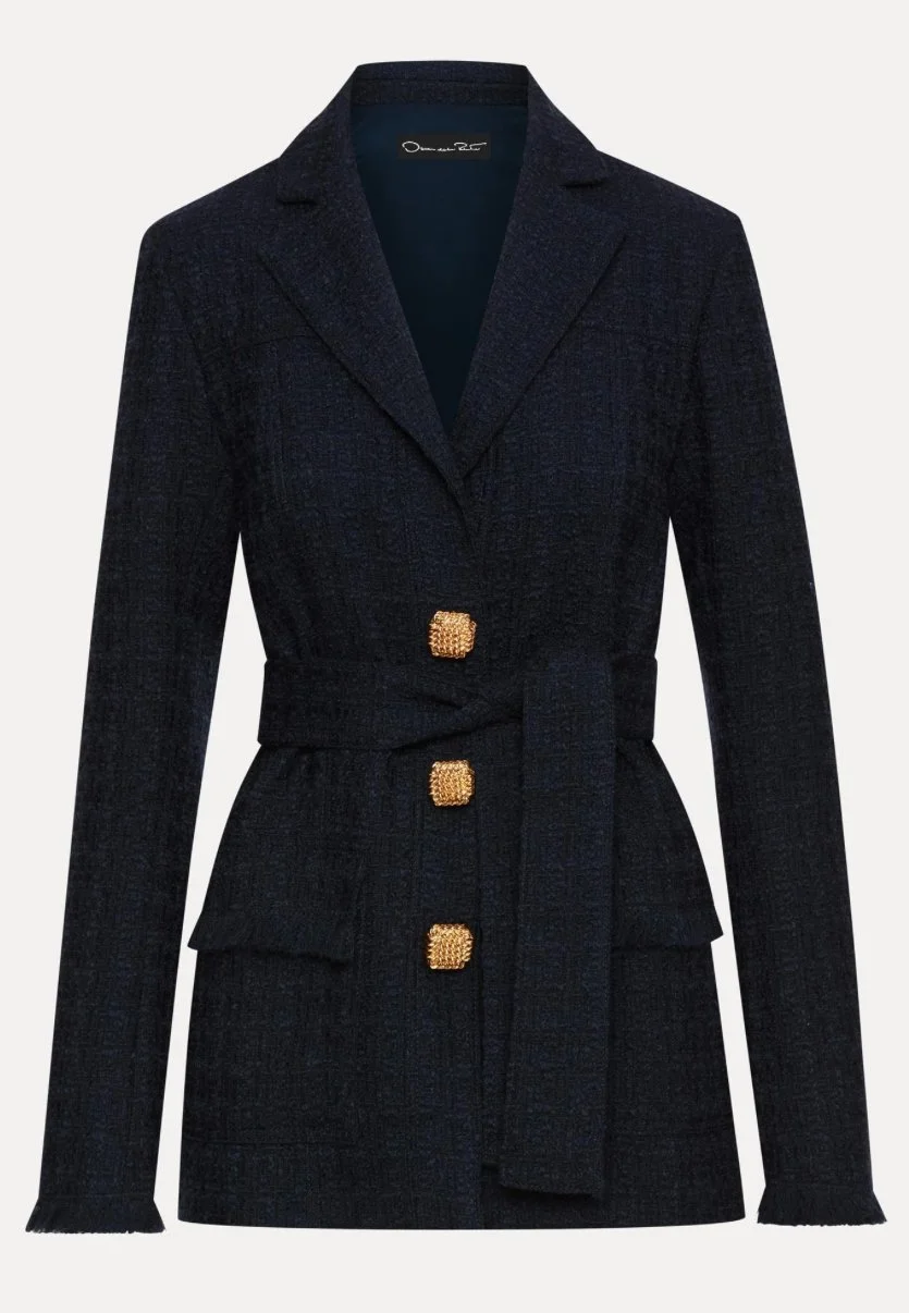 Oscar de la Renta Self-Sash Tweed Jacket